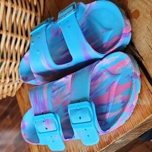Multi Color Swirl Slides Sandals Size 10